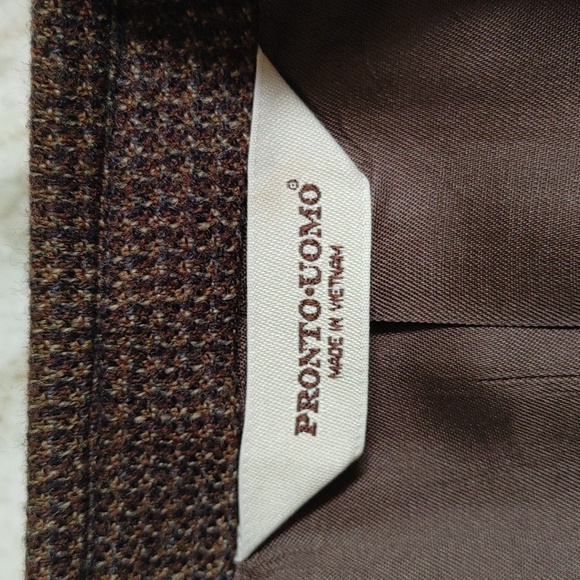 Pronto-Uomo Lambswool Brown Tweed Sports Jacket Size 42 R - Picture 6 of 12